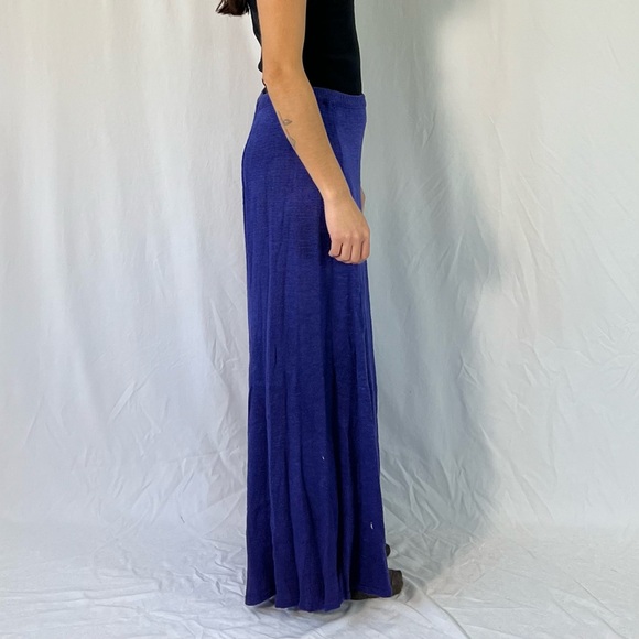 Jeanne Pierre Vintage Linen Blend Indigo Knit Bias Cut Maxi Skirt - Picture 2 of 11